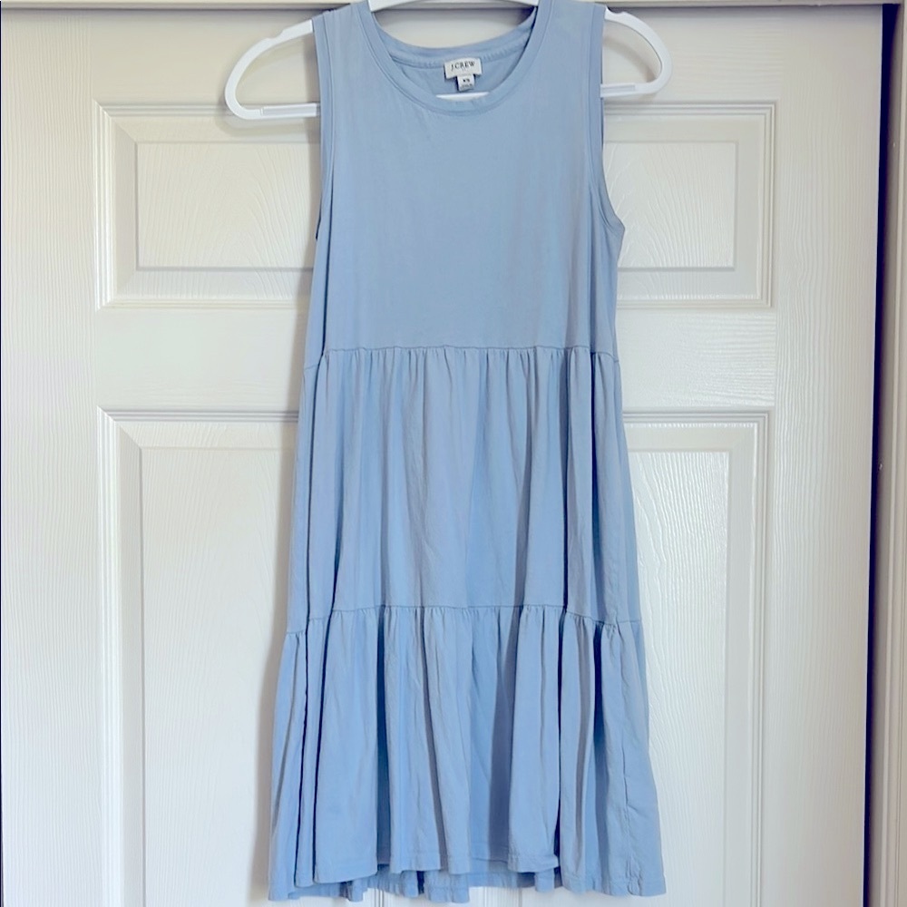 J. Crew Light Blue Tiered Sleeveless Dress